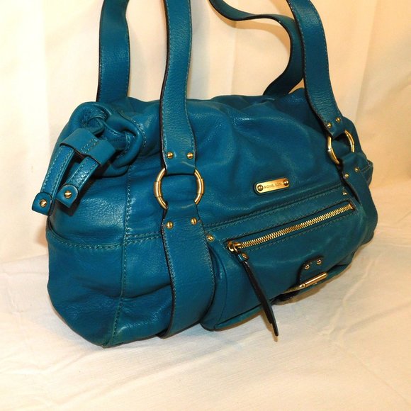 MICHAEL KORS Satchel Barrel Leather Handbag Large Turquoise - Picture 3 of 14
